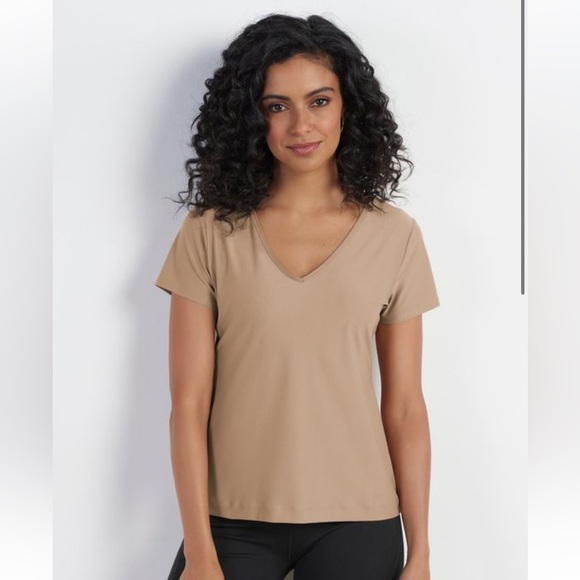 Soft Surroundings Essential Short Sleeve Beige Layering Tee XL - Picture 1 of 4